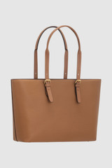 Back product shot of the Oroton Dylan Large Tote in Tan and Main body crafted from 100% pebble leather for Women .