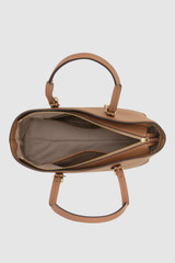 Internal product shot of the Oroton Dylan Large Tote in Tan and Main body crafted from 100% pebble leather for Women .