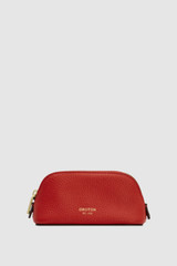Front product shot of the Oroton Eve Mini Beauty Case in Dark Ruby and Premium pebble leather for Women .