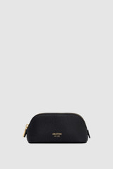 Front product shot of the Oroton Eve Mini Beauty Case in Black and Premium pebble leather for Women .