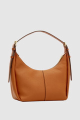 Back product shot of the Oroton Dorit Small Hobo Bag in Cognac and Premium pebble leather for Women .