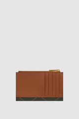 Back product shot of the Oroton Harvey Signature 12 Credit Card Zip Wallet in Black/Cognac and Nylon canvas base cloth material with PVC coating (70% PVC, 30% polyester) for Women .