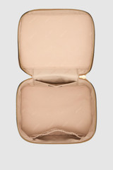 Internal product shot of the Oroton Eve Large Top Handle Beauty Case in Tan and Pebble leather for Women .