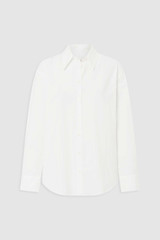 Front product shot of the Oroton Wren Poplin Shirt in Antique White and 100% cotton fabric for Women .