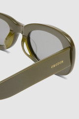 Front product shot of the Oroton Rumi Bio Acetate Sunglasses in Khaki and Acetate for Women .