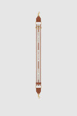 Back product shot of the Oroton Heather Long Brass Webbing Strap in Cognac/Natural and 45 mm jacquard webbing material for Women .
