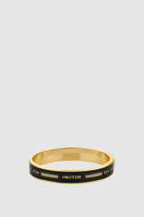 Front product shot of the Oroton Heather Wide Enamel Bangle in Black and Premium brass material for Women .