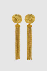 Front product shot of the Oroton Naia Tassel Earrings in Worn Gold and Brass material for Women . IP:1