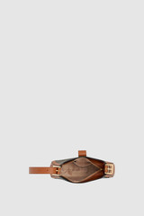 Internal product shot of the Oroton Yvonne Signature Baguette in Cognac and Nylon canvas base cloth material with PVC coating (70% PVC, 30% polyester) for Women .