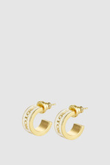 Front product shot of the Oroton Heather Enamel Hoops in Cream and Premium brass material for Women .