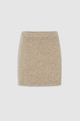 Front product shot of the Oroton Nep Knit Mini Skirt in Oat and 65% merino wool, 30% nylon, and 5% alpaca blend fabric for Women .