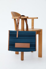 Detail product shot of the Oroton Sasha Medium Tote in PRUSSIAN BLUE MIX and 100% polyester fabric for Women .