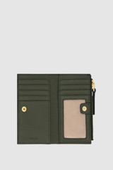 Internal product shot of the Oroton Eve 12 Credit Card Zip Wallet in Cactus and Premium pebble leather for Women .
