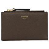 Front product shot of the Oroton Eve 12 Credit Card Zip Wallet in COFFEE BEAN and Premium pebble leather for Women .