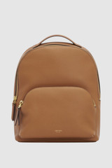 Front product shot of the Oroton Dylan Small Backpack in Tan and Pebble leather for Women .