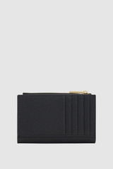 Back product shot of the Oroton Iris 12 Credit Card Zip Wallet in Black and Premium pebble leather for Women .