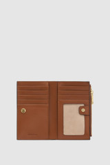 Internal product shot of the Oroton Iris 12 Credit Card Zip Wallet in Cinnamon and Premium pebble leather for Women .