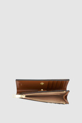 Internal product shot of the Oroton Iris 12 Credit Card Zip Wallet in Cinnamon and Premium pebble leather for Women .