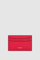 Front product shot of the Oroton Iris Credit Card Sleeve in Dark Ruby and Premium pebble leather for Women .