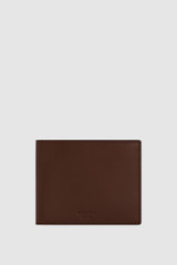 Front product shot of the Oroton Jessie 6 Credit Card Bifold Wallet in CHOCOLATE and Premium veg tanned leather for Men .