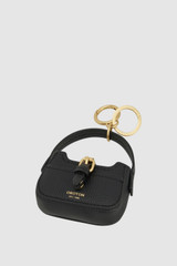 Front product shot of the Oroton Dylan Baguette Bag Charm in BLACK and Premium pebble leather for Women .