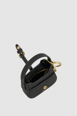 Front product shot of the Oroton Dylan Baguette Bag Charm in BLACK and Premium pebble leather for Women .