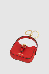 Front product shot of the Oroton Dylan Baguette Bag Charm in DARK RUBY and Premium pebble leather for Women .