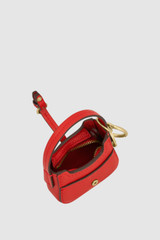 Front product shot of the Oroton Dylan Baguette Bag Charm in DARK RUBY and Premium pebble leather for Women .