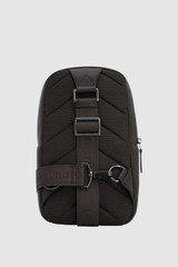 Back product shot of the Oroton Ethan Pebble Sling Bag in BITTER CHOCOLATE and Premium pebble leather for Men .