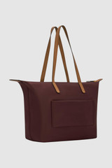 Back product shot of the Oroton Lilly Nylon Light Weight Tote Bag in BURGUNDY and Nylon fabric for Women .