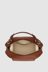 Internal product shot of the Oroton Mica Canvas Broguing Bowler in NATURAL/PENNY BROWN and Premium canvas material for Women .