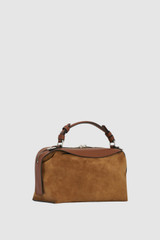 Back product shot of the Oroton Mica Mini Suede Bowler in Teak and Premium suede leather for Women .