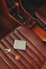 Detail product shot of the Oroton Larsen Bifold Wallet in Grey Goose and Premium smooth leather for Men .