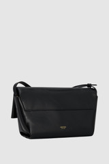 Back product shot of the Oroton Etta Crackle Medium Clutch in Black and Premium crackle leather for Women .