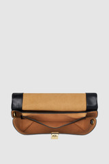 Internal product shot of the Oroton Etta Crackle Medium Clutch in Black and Premium crackle leather for Women .