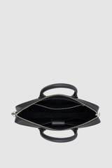 Internal product shot of the Oroton Larsen Briefcase in BLACK and Premium pebble leather for Men .