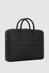 Back product shot of the Oroton Larsen Briefcase in BLACK and Premium pebble leather for Men .