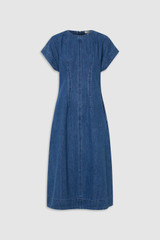 Front product shot of the Oroton Denim Dress in Denim and 100% cotton fabric for Women .