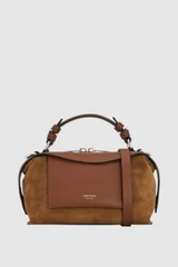 Front product shot of the Oroton Mica Suede Bowler in Teak and Premium suede leather for Women .