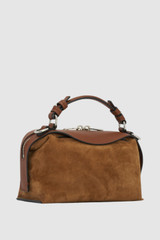 Back product shot of the Oroton Mica Suede Bowler in Teak and Premium suede leather for Women .