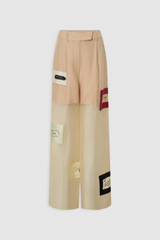Front product shot of the Oroton Patched Vintage Label Pyjama Pant in Nougat and 100% sheer silk organdy fabric for Women .