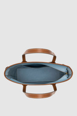 Internal product shot of the Oroton Laura Medium Tote in Sky Blue/Cognac and Premium pebble leather for Women .