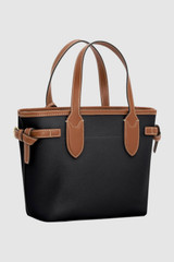 Back product shot of the Oroton Laura Small Tote in Black/Cognac and Premium pebble leather for Women .
