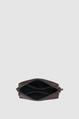 Internal product shot of the Oroton Ethan Signature A5 Zip Crossbody in Chestnut Signature and PVC-coated canvas material for Men .