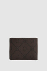 Back product shot of the Oroton Ethan Signature 8 Credit Card Wallet with Removable Credit Card Sleeve in Chestnut Signature and PVC-coated canvas material for Men .