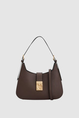 Front product shot of the Oroton Yvonne Baguette in Coffee Bean and Premium pebble leather for Women .