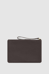 Back product shot of the Oroton Kaia Medium Pouch in Coffee Bean/Cream and Canvas material for Women .