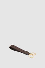Front product shot of the Oroton Heather Wristlet Strap Keyring in Coffee Bean and 100% polyester fabric material for Women .