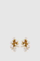 Front product shot of the Oroton Vera Pearl Cluster Drop Earrings in Pearl and Brass base for Women .