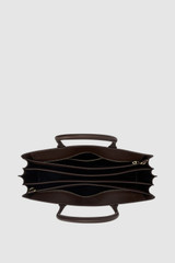 Internal product shot of the Oroton Muse 15" Worker Tote in Dark Chocolate and Saffiano leather exterior for Women .